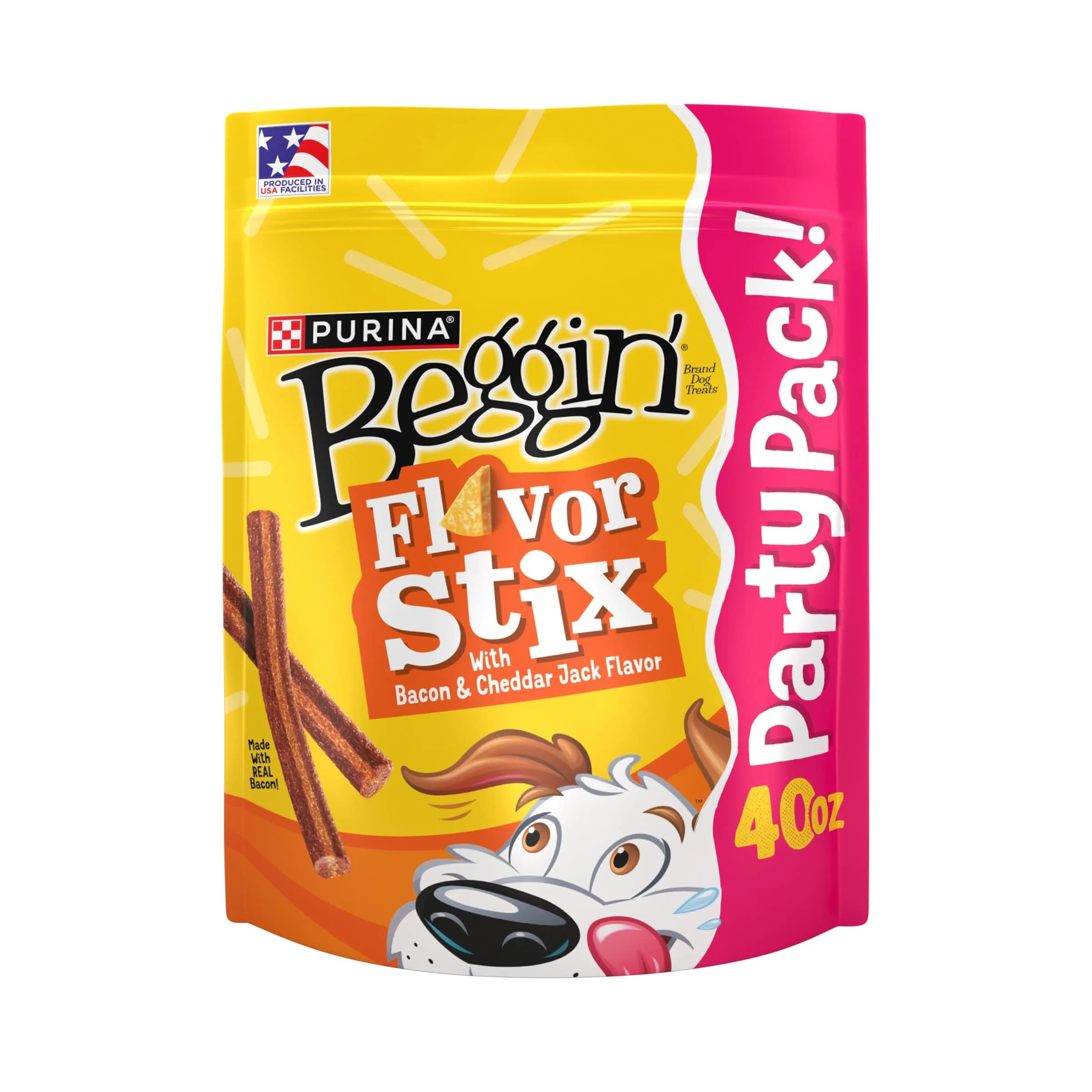 Purina Beggin’ Flavor Stix Treats for Dogs 40 oz. Bacon & Cheddar Jack | Real Meat & No Artificial Flavors