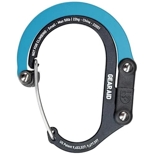 GEAR AID HEROCLIP Small Carabiner Gear Clip and Hook, 22.7 kg (50 lb) Capacity | Aircraft-Grade Aluminum for Hanging Bags, Strollers, Tools thumbnail 1