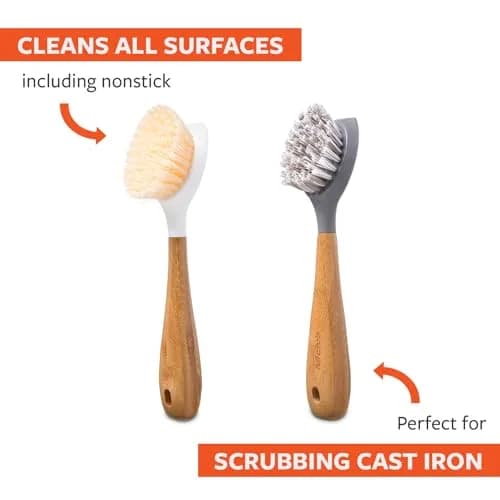 Full Circle Double Dish Brush Set 2 Pack | Eco-Friendly Bamboo Handles for Kitchen Cleaning thumbnail 2