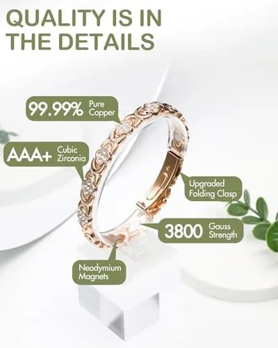 Feraco Pure Copper Magnetic Bracelet for Women | 3800 Gauss, Adjustable, Elegant Gift thumbnail 3