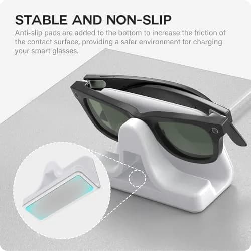 TUSITA Charging Stand & Cable for Ray-Ban Meta Smart Glasses (Gen 1,2) - White | USB-C Power Delivery thumbnail 4