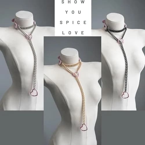 ADEMISHIA Handmade Black Heart O-ring Slip Chain Choker Collar For Women, Adjustable 21.5 inches (54.6 cm) thumbnail 6
