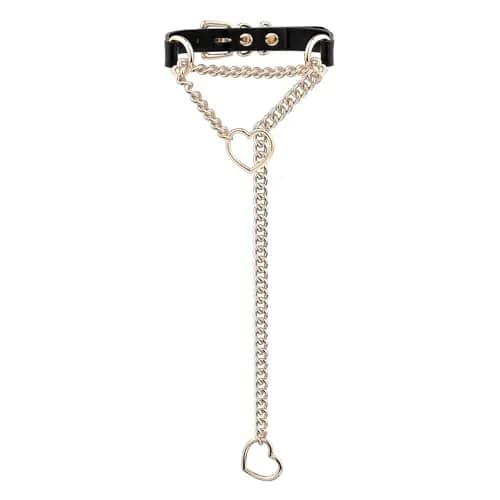 ADEMISHIA Handmade Black Heart O-ring Slip Chain Choker Collar For Women, Adjustable 21.5 cm (8.5 inches) thumbnail 1