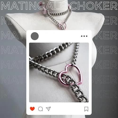 ADEMISHIA Handmade Black Heart O-ring Slip Chain Choker Collar For Women, Adjustable 21.5 inches (54.6 cm) thumbnail 5