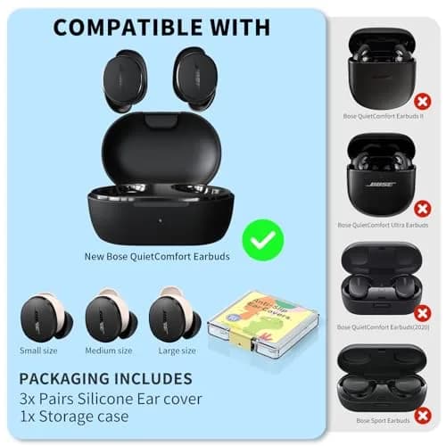 TUDIOW Silicone Ear Tips Covers for Bose QuietComfort Earbuds (2024) - 3 Pairs S/M/L Off-White | Secure Fit for Sports & Active Lifestyles thumbnail 7