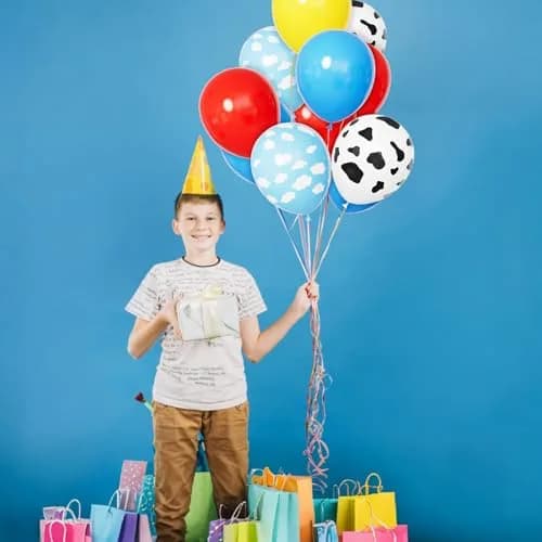 KUULBELA 68Pcs Red Yellow Blue Toy Balloons 12 Inch Cloud Cow Print | Assorted Colors Party Pack thumbnail 6