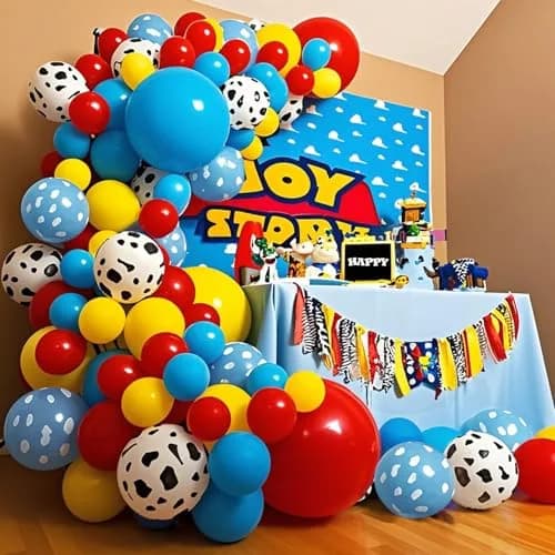 KUULBELA 68Pcs Red Yellow Blue Toy Balloons 12 Inch Cloud Cow Print | Assorted Colors Party Pack thumbnail 7