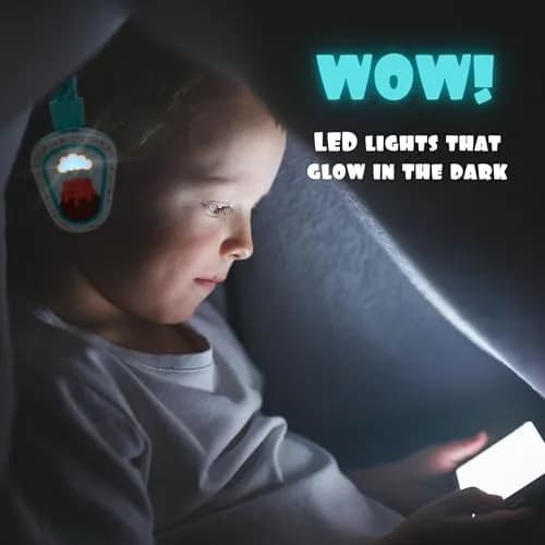 Kidrox Kids Headphones Wired LED Lights with Microphone | Safe Volume Limit 85/94dB, USB-C Wired, Durable & Flexible, Dinosaur Design for Kids thumbnail 8