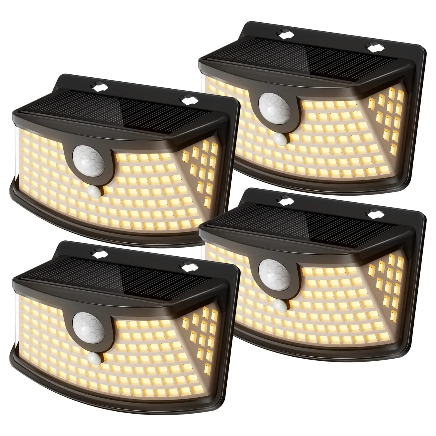 Aootek Solar Motion Sensor Lights Outdoor 120 LEDs | Waterproof, 4 Pack, Black