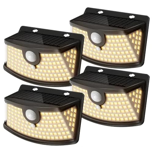 Aootek Solar Motion Sensor Lights Outdoor 120 LEDs | Waterproof, 4 Pack, Black thumbnail 1
