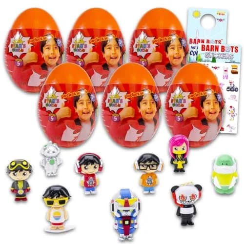 Ryan's World Mini Figurines 6 Pack | Mystery Eggs & Stickers for Kids thumbnail 1