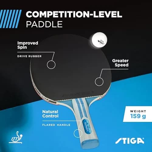 STIGA Summit Ping Pong Paddle - 5-Ply Ultra-Light Blade - 2mm Tournament-Approved Sponge - Flared Handle thumbnail 2