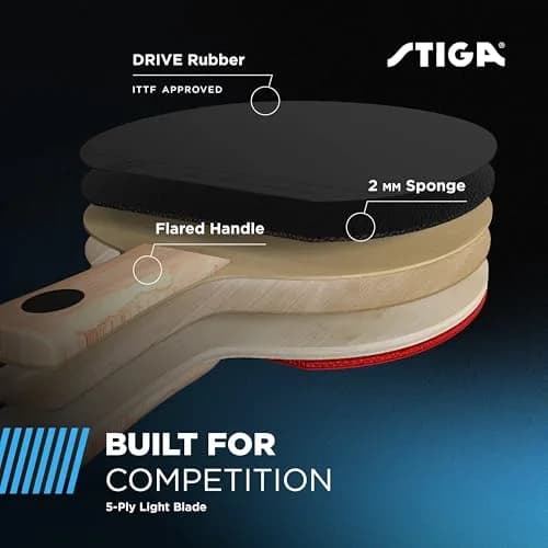 STIGA Summit Ping Pong Paddle - 5-Ply Ultra-Light Blade - 2mm Tournament-Approved Sponge - Flared Handle thumbnail 3
