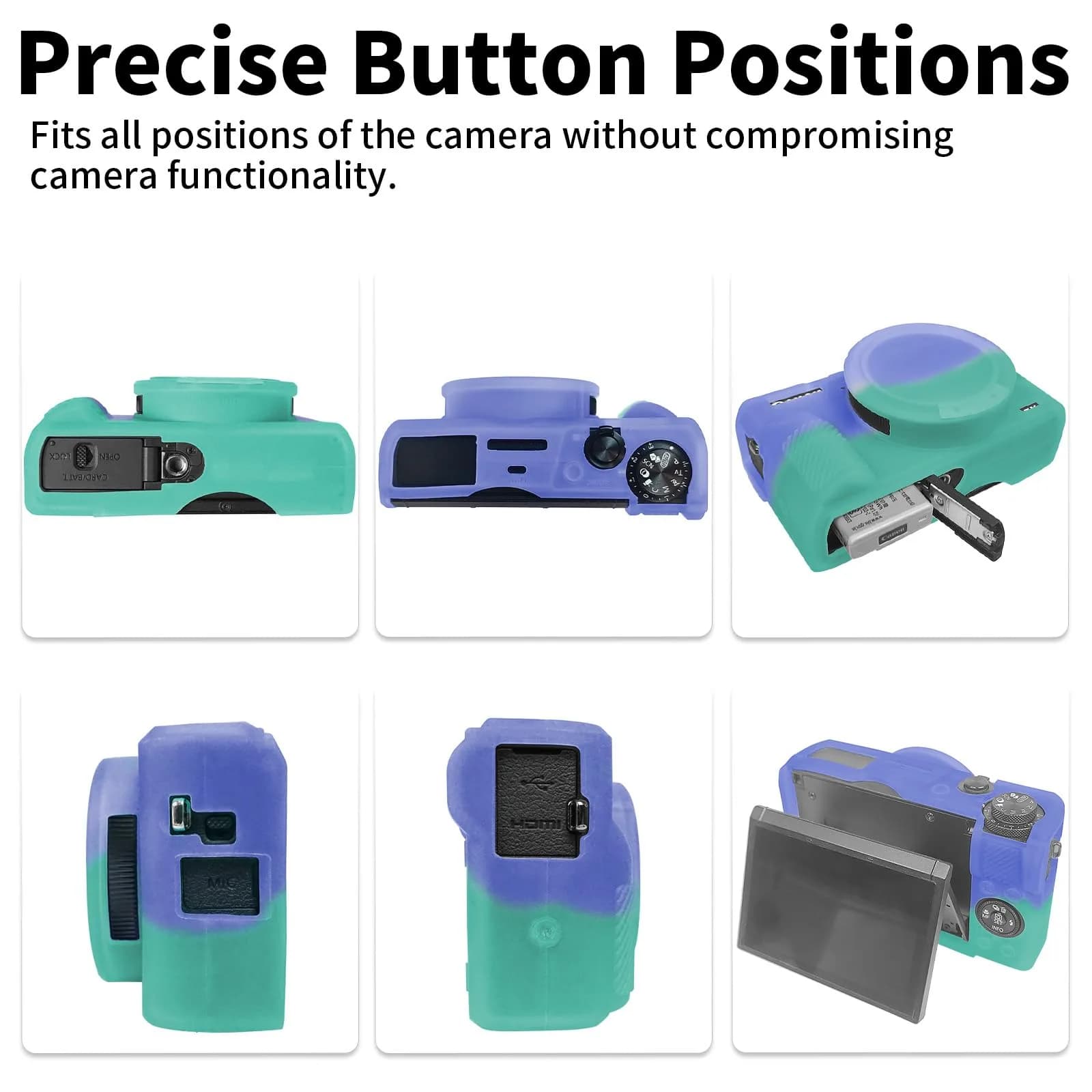 Easy Hood Camera Case for Canon G7X Mark III (Purple Blue) | Silicone Protective Cover with Removable Lens Cap - view 5