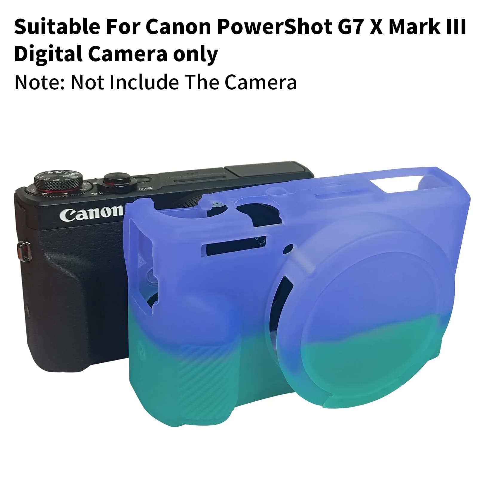 Easy Hood Camera Case for Canon G7X Mark III (Purple Blue) | Silicone Protective Cover with Removable Lens Cap - view 6