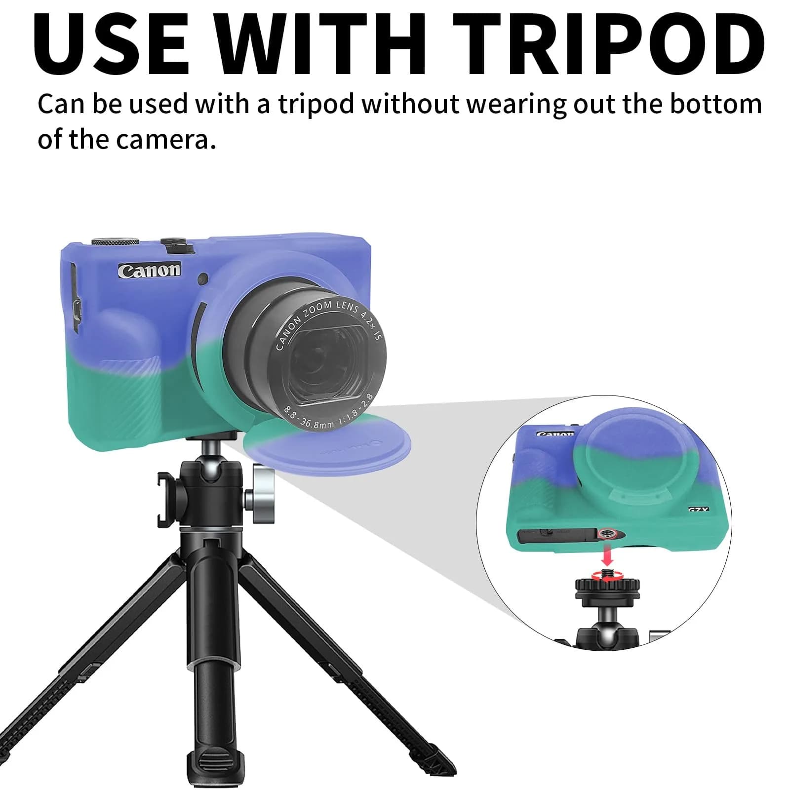Easy Hood Camera Case for Canon G7X Mark III (Purple Blue) | Silicone Protective Cover with Removable Lens Cap - view 4