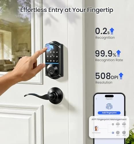 Veise VE017G WiFi Smart Keyless Entry Lock for Front Door | 6 Unlock Methods, App & Voice Control thumbnail 7