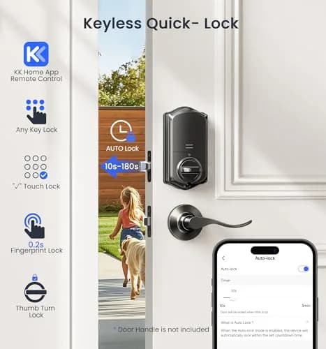 Veise VE017G WiFi Smart Keyless Entry Lock for Front Door | 6 Unlock Methods, App & Voice Control thumbnail 9