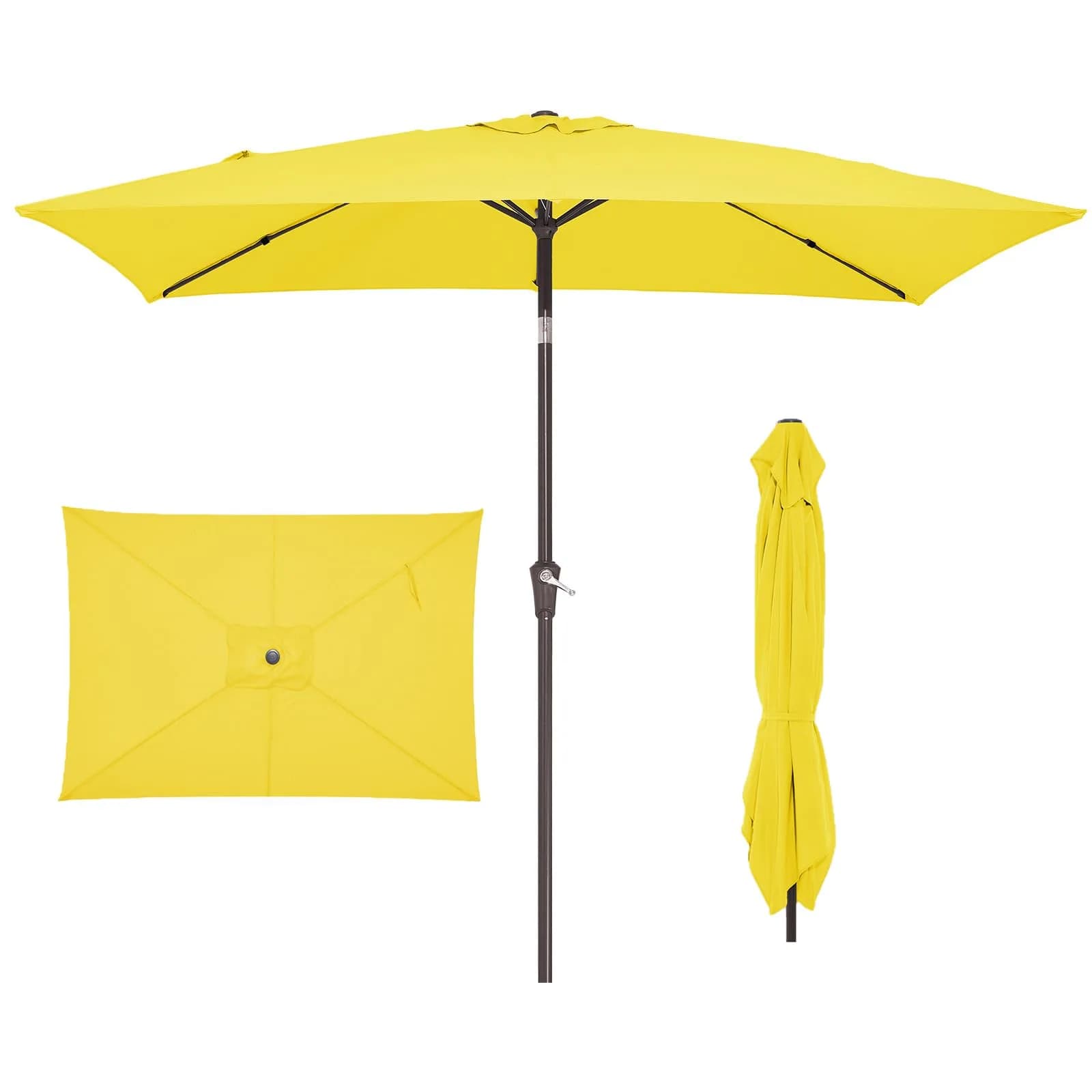 JEAREY 6.5x10 ft Rectangular Patio Umbrella UV Protection Yellow | Wide Shade & Windproof