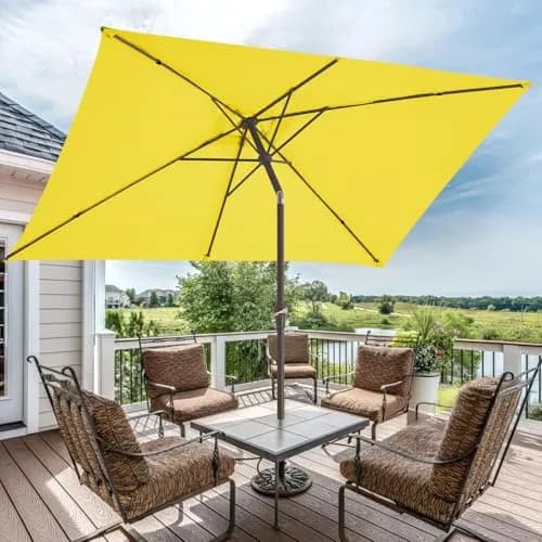 JEAREY 6.5x10 ft Rectangular Patio Umbrella UV Protection Yellow | Wide Shade & Windproof thumbnail 6