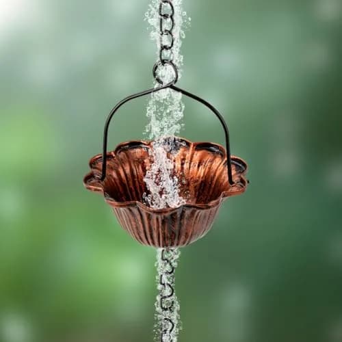 giole Lotus Rain Chain 3.05m (10ft) with 12 Cups & Bell | Decorative Downspout Alternative for Indian Homes thumbnail 4