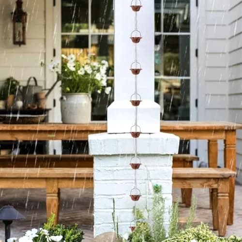 giole Lotus Rain Chain 3.05m (10ft) with 12 Cups & Bell | Decorative Downspout Alternative for Indian Homes thumbnail 5
