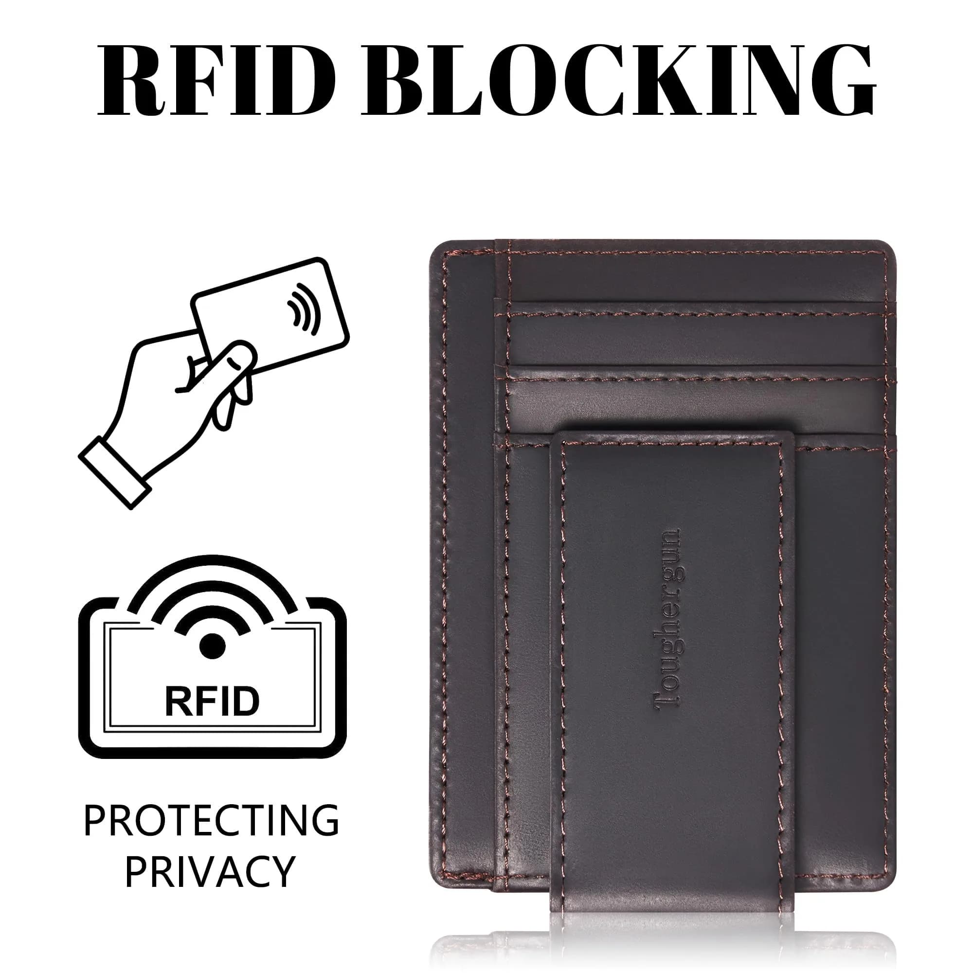 Toughergun Slim RFID Blocking Wallet for Men | 4" x 3" x 0.3" (10.16cm x 7.62cm x 0.76cm) - view 6