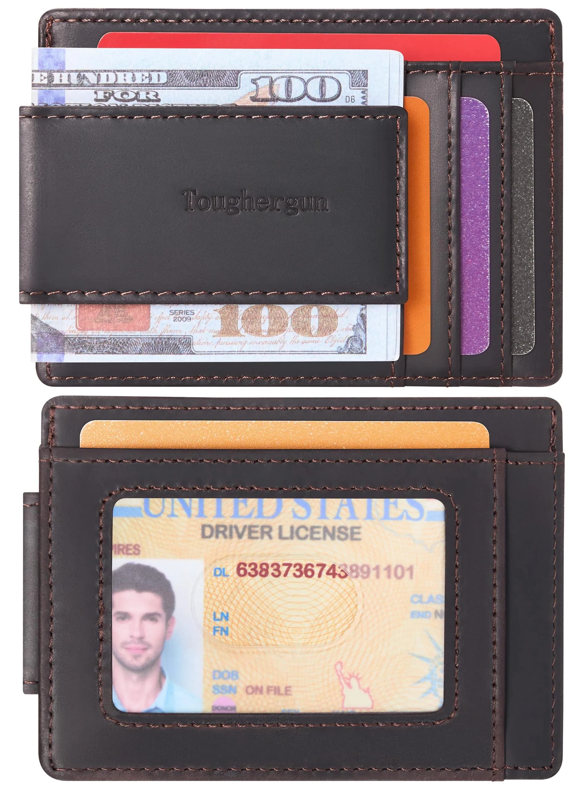 Toughergun Slim RFID Blocking Wallet for Men | 4" x 3" x 0.3" (10.16cm x 7.62cm x 0.76cm) - view 2
