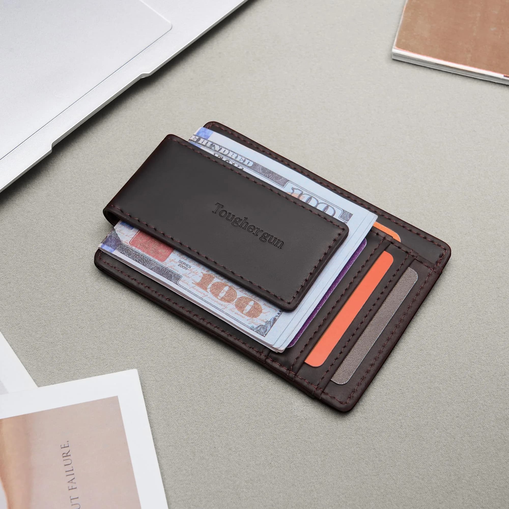 Toughergun Slim RFID Blocking Wallet for Men | 4" x 3" x 0.3" (10.16cm x 7.62cm x 0.76cm) - view 3