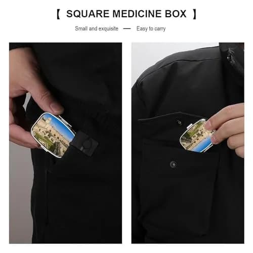 SLKFJEWT Portable Pill Case with Mirror, Israel at The Tower of David Compact Travel Medicine Box thumbnail 5