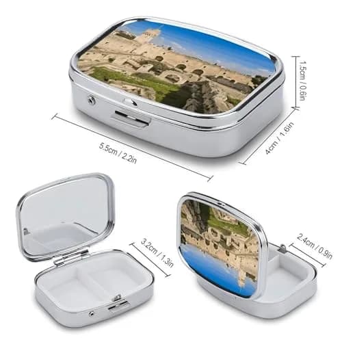 SLKFJEWT Portable Pill Case with Mirror, Israel at The Tower of David Compact Travel Medicine Box thumbnail 2
