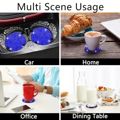 NBTEPEM Bling Car Cup Holder Coasters 2.75 inch (4 pcs, Blue) | Sparkle & Protect Your Car Interior thumbnail 5