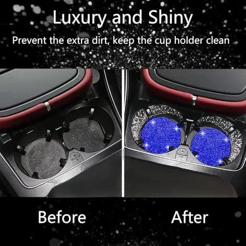 NBTEPEM Bling Car Cup Holder Coasters 2.75 inch (4 pcs, Blue) | Sparkle & Protect Your Car Interior thumbnail 6