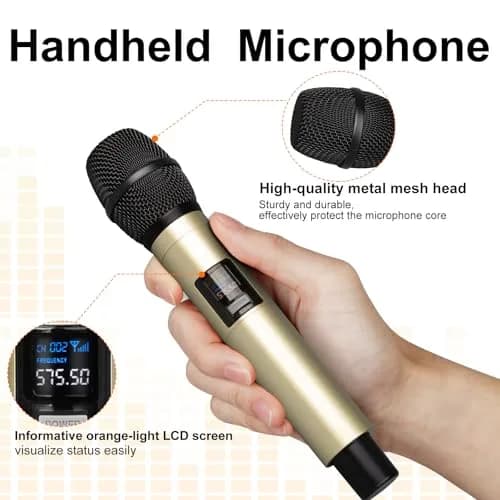 Depusheng DX4 Wireless Microphone System with 4 UHF Dynamic Mics | 164 Ft Range, 4-Channel, Plug & Play thumbnail 4