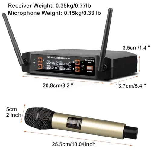 Depusheng DX4 Wireless Microphone System with 4 UHF Dynamic Mics | 164 Ft Range, 4-Channel, Plug & Play thumbnail 6