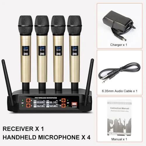 Depusheng DX4 Wireless Microphone System with 4 UHF Dynamic Mics | 164 Ft Range, 4-Channel, Plug & Play thumbnail 7