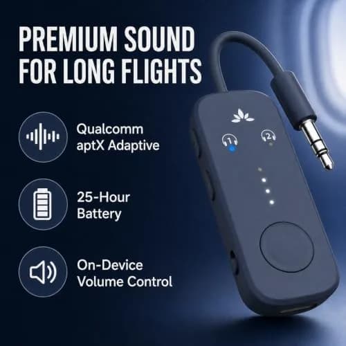 Avantree Relay Bluetooth Transmitter for 2 Headphones | 25-Hour Battery, aptX Adaptive thumbnail 3