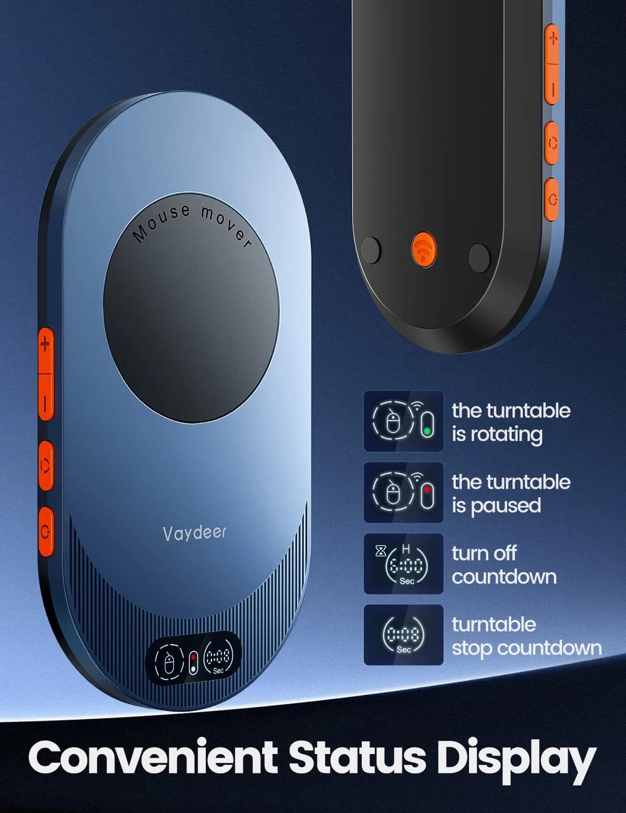 Vaydeer Air 3 Black Mouse Jiggler with App & Button Control - Keeps PC Active - view 4