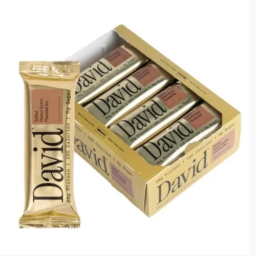 David Salted Peanut Butter Flavored Protein Bars | 28g Protein | 12 Pack thumbnail 1