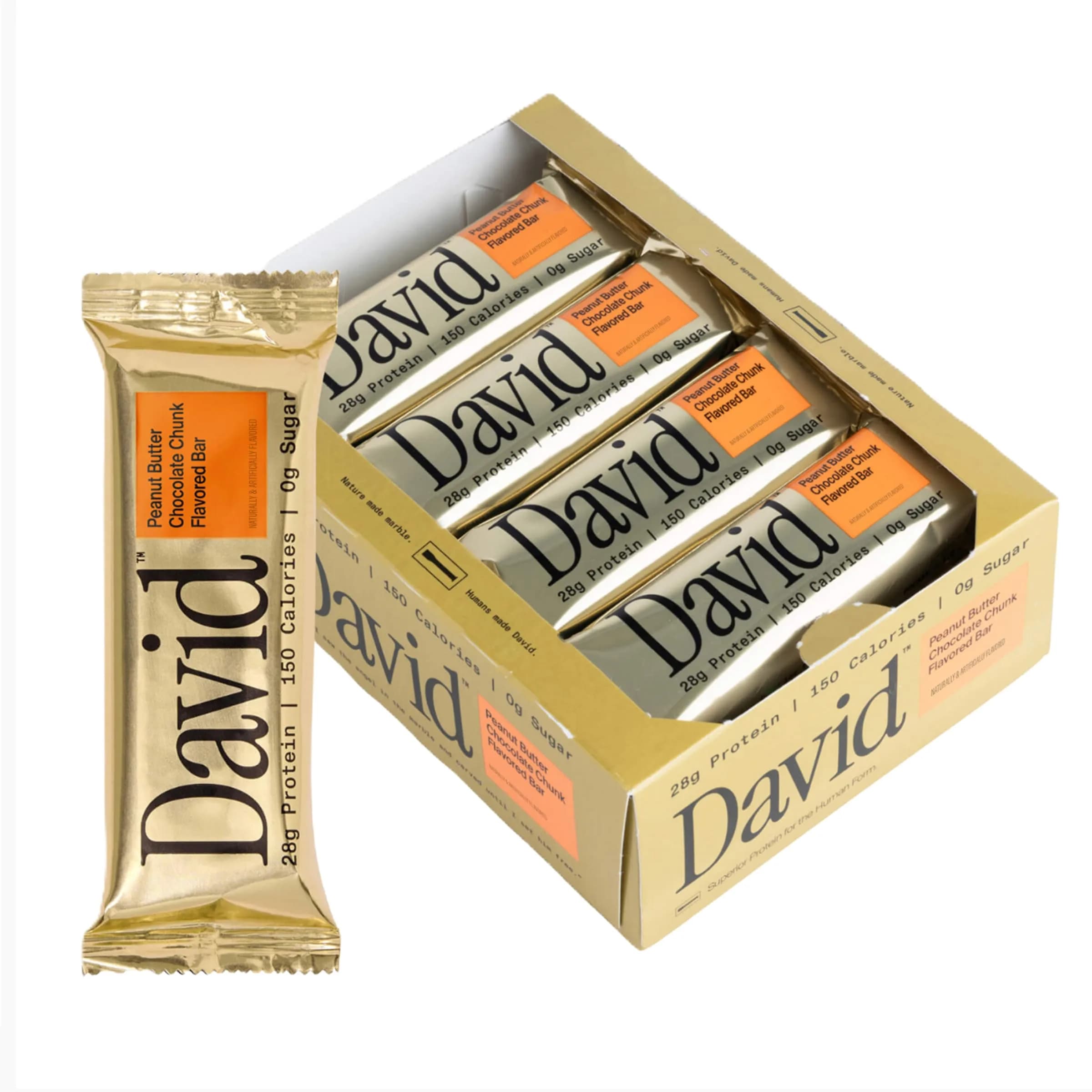 David Peanut Butter Chocolate Chunk Flavored Bars | 28g Protein | 12 Pack - main product image