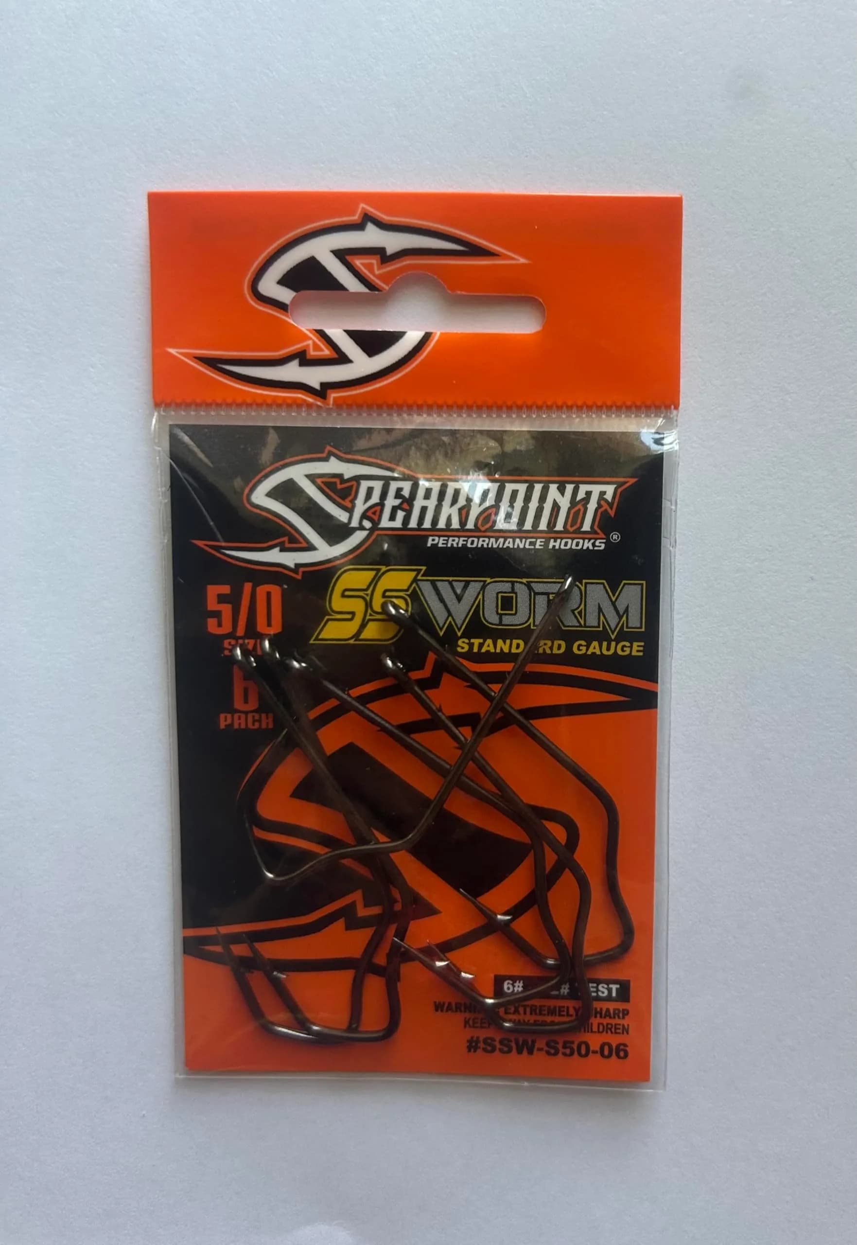 Spearpoint SSW-S50-06 Straight Shank Worm Hook | 6 Pack S 5/0 | High Carbon Steel, VGrip Technology — Multi