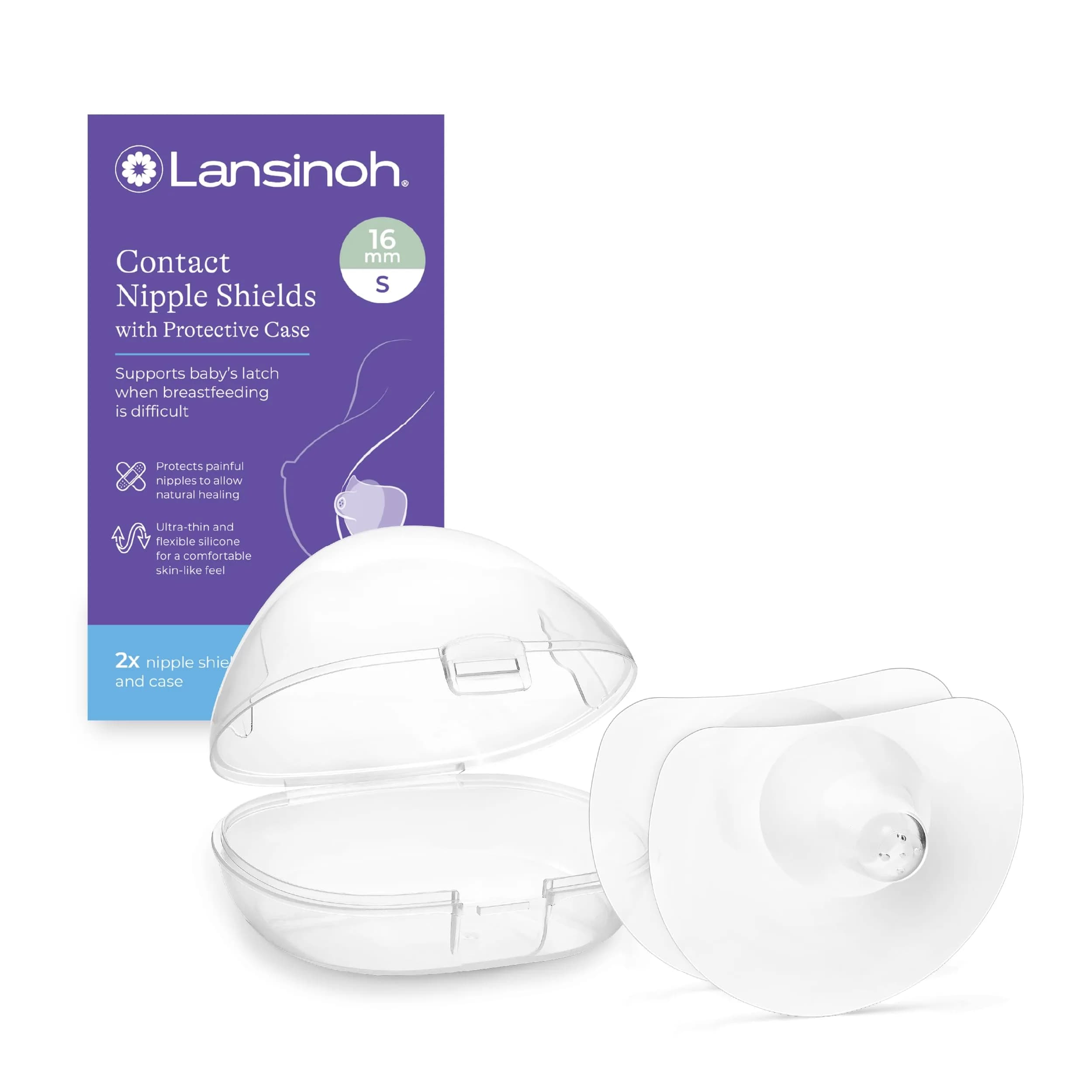 Lansinoh Contact Nipple Shields 16mm (0.63 inch) | Ultra-Thin Silicone for Latch-On Support thumbnail 1