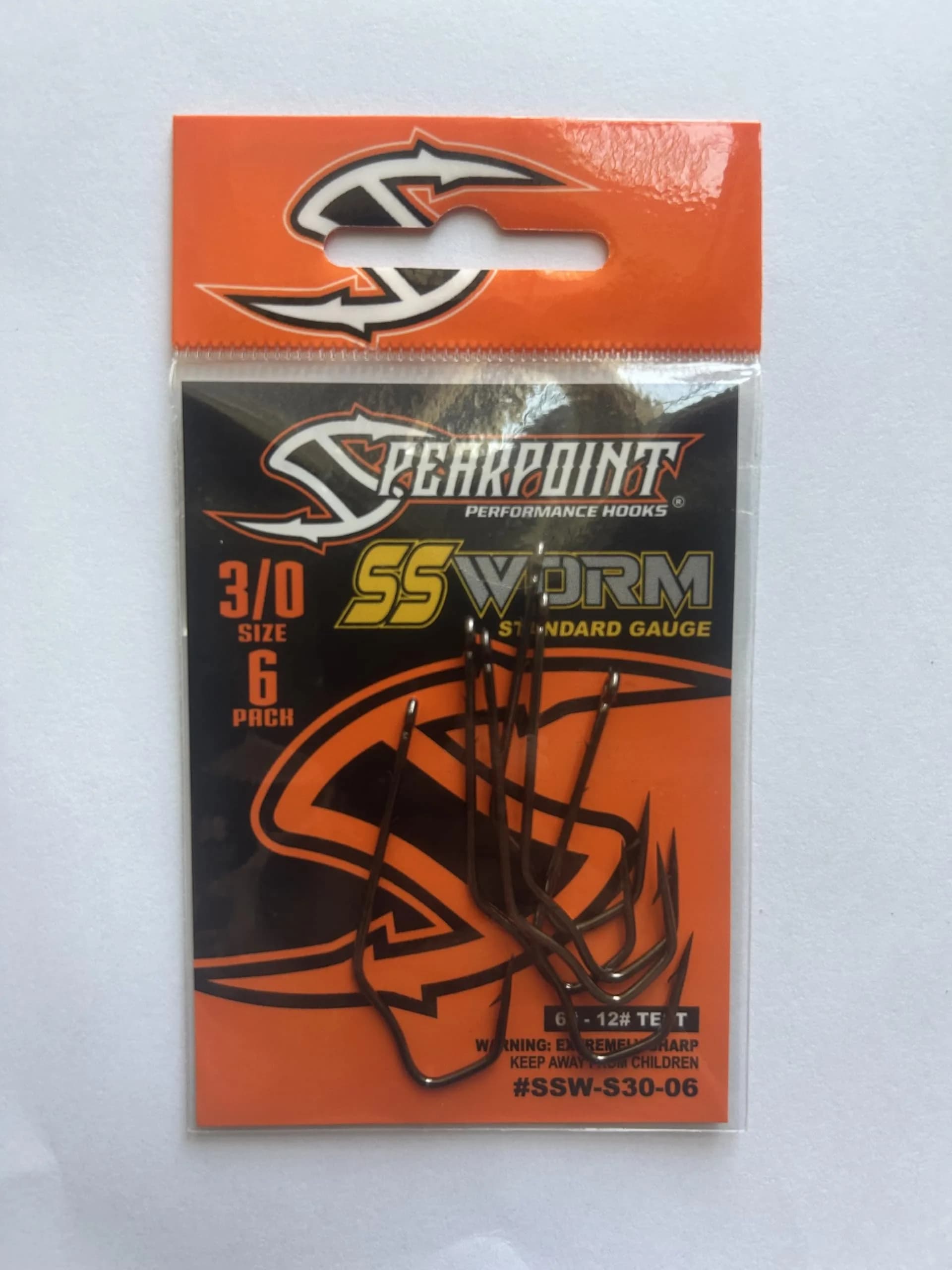 Spearpoint SSW-S30-06 Straight Shank Worm Hook 6 Pack | High Carbon Steel, Reliable Bait Hold, Sharp Piercing Point — Multi