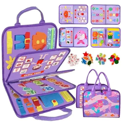 Qizfun Mermaid Montessori Busy Board Book for Toddlers | 27 cm x 23 cm (11x9 inches) thumbnail 1