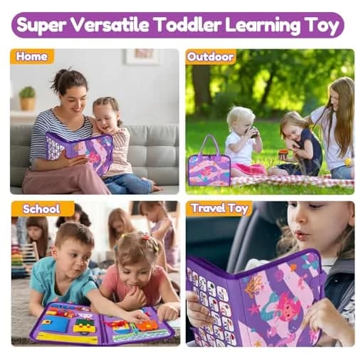 Qizfun Mermaid Montessori Busy Board Book for Toddlers | 27 cm x 23 cm (11x9 inches) thumbnail 4