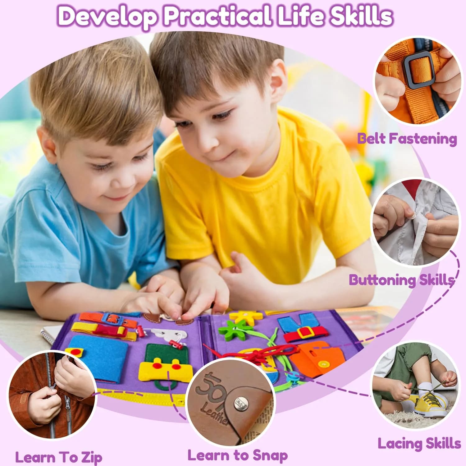Qizfun Mermaid Montessori Busy Board Book for Toddlers | 27 cm x 23 cm (11x9 inches) - view 5