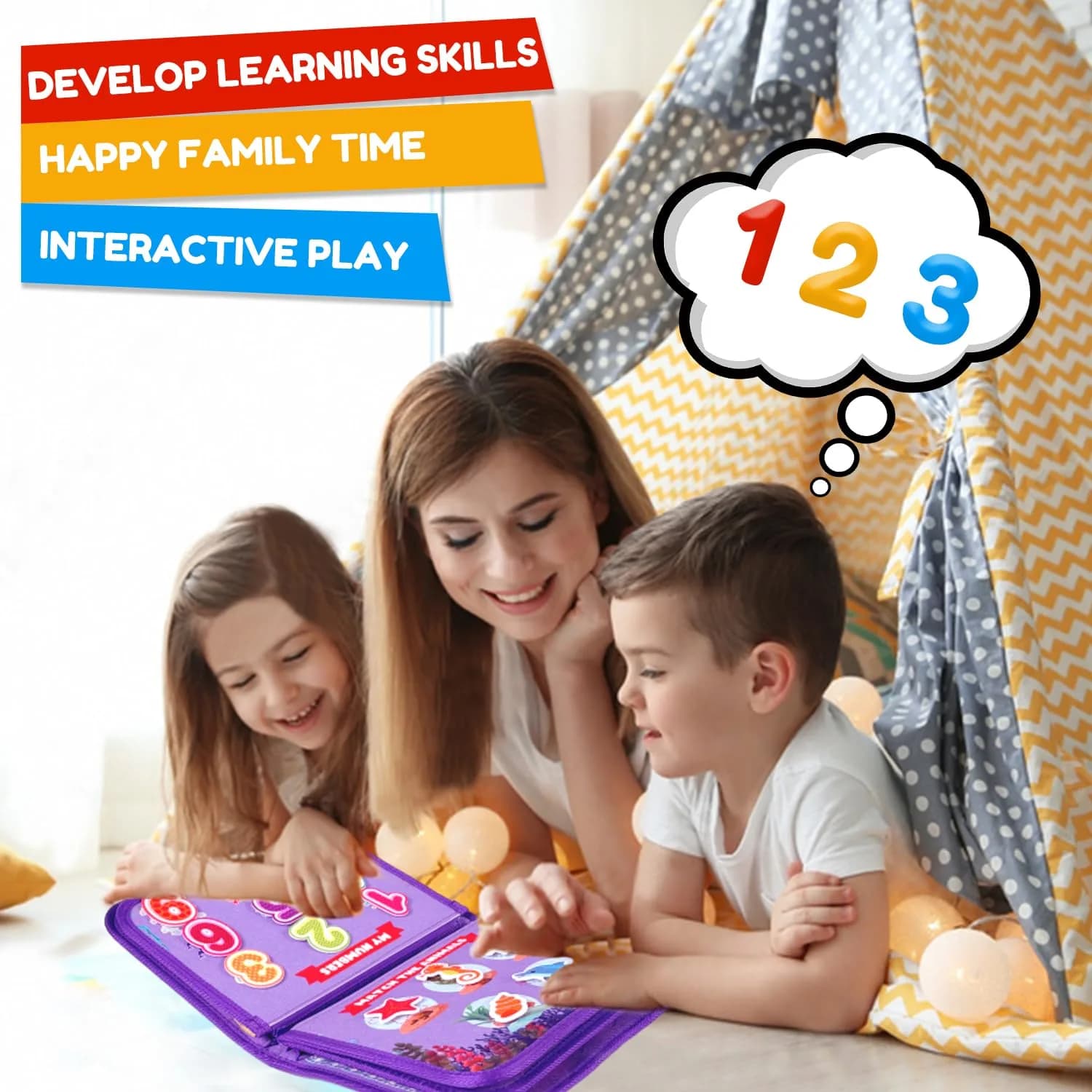 Qizfun Mermaid Montessori Busy Board Book for Toddlers | 27 cm x 23 cm (11x9 inches) - view 6