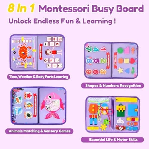 Qizfun Mermaid Montessori Busy Board Book for Toddlers | 27 cm x 23 cm (11x9 inches) thumbnail 2
