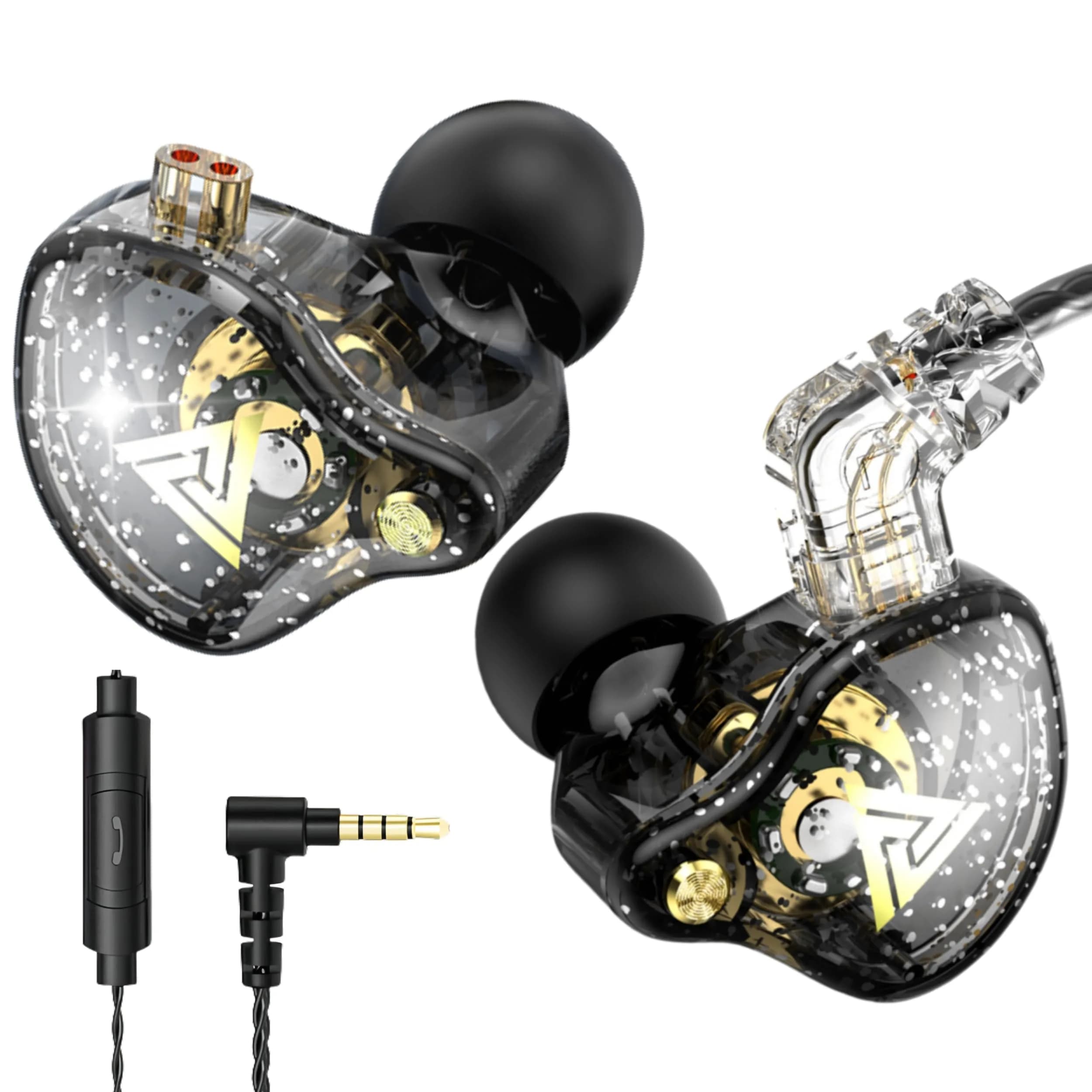 HJX QKZ AK6 Pro Wired IEM Earbuds 2PCS Colorful | 10mm Dynamic Driver, Deep Bass Sound — Black / 1 PRS