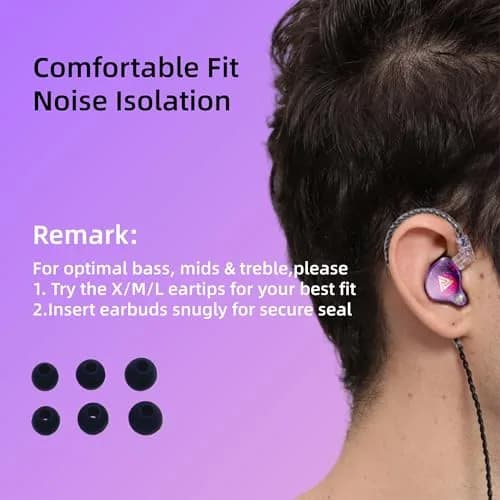 HJX QKZ AK6 Pro Wired In-Ear Monitor Headphones with Mic, 11mm Dynamic Driver, Deep Bass Sound | Gaming & Music thumbnail 4